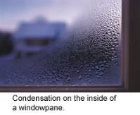 Example of condensation on the inside of a window